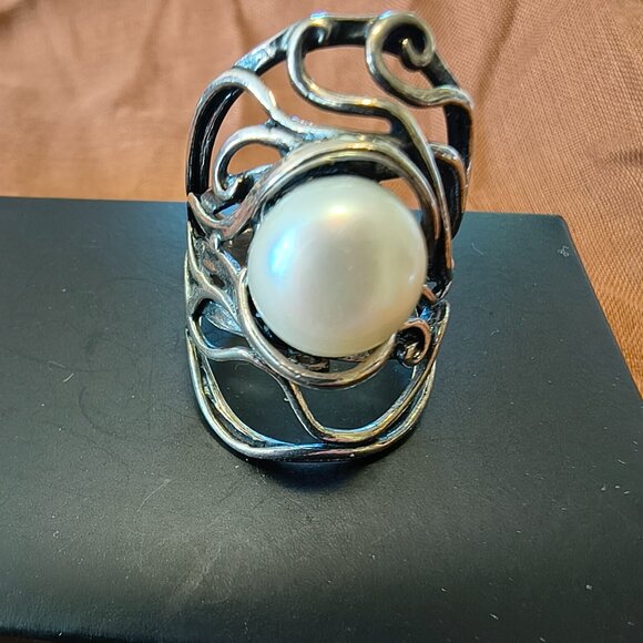 Israel Sterling Silver 925 Fresh Water Pearl Ring - Picture 5 of 8